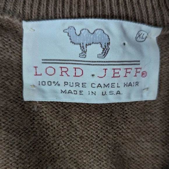 Vintage Lord Jeff 100% Camel Hair Sweater Camel Brown Soft Luxury Knit L - Picture 6 of 8